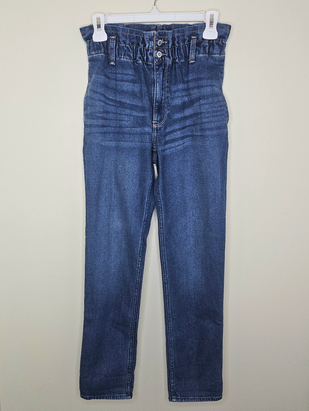 Hollister Ultra High-Rise Mom Jeans W24 Paperbag Waist Medium Wash Y2K